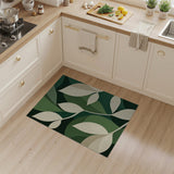 Green Layered Leaves Geometric Area Rug