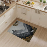 Moonlit Wolf Howling in Mountain Peaks Rug