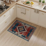 Southwestern Red Blue Geometric Diamond Rug