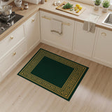 Emerald Green Gold Greek Key Border Rug