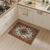 Orange Teal Persian Medallion Area Rug