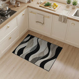 Abstract Area Abstract Wave Black White Area Rug