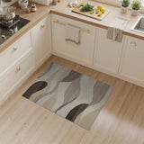 Beige and Neutral Modern Wavy Abstract Beige Area Rug