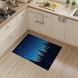 Starry Night Pine Forest Silhouette Area Rug