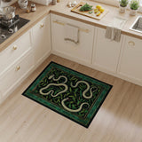 Coiled White Snakes in Bamboo Rug