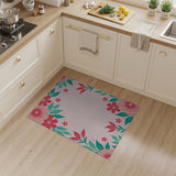 Blush Pink Red Floral Border Area Rug