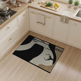 Black White Abstract Deer Silhouette Rug