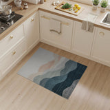 Abstract Layered Mountains Blue Teal Area Rug