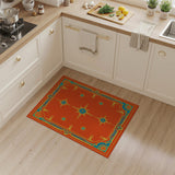 Vibrant Orange Teal Star Southwestern Rug