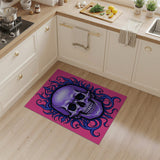 Gothic Purple Skull with Blue Flame Frame Area Rug