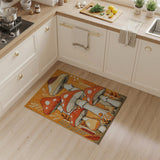Kids Cartoon Whimsical Orange Mushroom Forest Area Rug