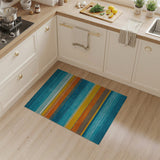 Vibrant Teal Orange Striped Fringe Area Rug