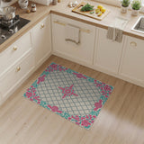 Pink Teal Floral Trellis Area Rug