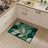 Green Layered Green Leaves Abstract Area Rug