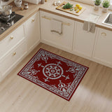 Elegant Red Persian Rug with Ornate White Floral Medallion