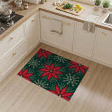 Poinsettia Snowflake Holiday Area Rug