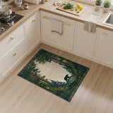 Vintage Teal Forest Bear Area Rug