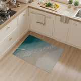 ODIKA Washable Ocean Wave Area Rug - Coastal Low Pile Non-Slip Beach Decor