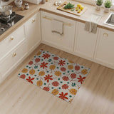 Vibrant Red Orange Leaf Pattern Boho Area Rug