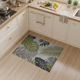 Grey Green Monstera Leaf Area Rug