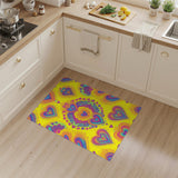 Vivid Rainbow Hearts Yellow Area Rug