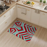 Bold Red Teal Geometric Abstract Area Rug