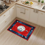 Red Celestial Moon Rocket Area Rug