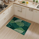 Vibrant Teal Green Leaf Abstract Area Rug