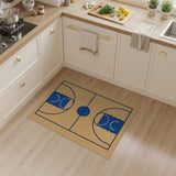 Geometric Modern Basketball Court Line Art Area Rug