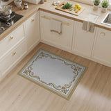 Ornate Gold Leaf Floral Frame Area Rug
