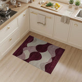 Abstract Wave Red Area Rug