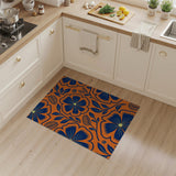 Vibrant Orange Navy Floral Area Rug
