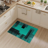 Geometric Modern Teal Black Geometric Abstract Area Rug