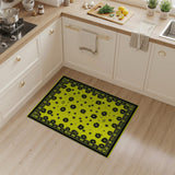 Sunny Yellow Black Floral Area Rug
