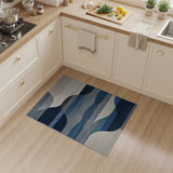 Geometric Modern Blue Teal Abstract Wave Area Rug