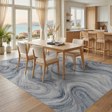 Abstract Area Blue Marble Swirl Area Rug
