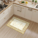Gold and Silver Gold Greek Key Marble Area Rug