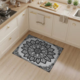 Ornate Black White Mandala Black and White Area Rug