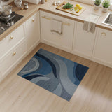 Blue Abstract Wave Geometric Area Rug