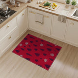 Red Pine Tree Snowflake Winter Area Rug