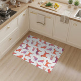 Playful Dogs and Cats Orange Kids Area Rug