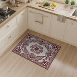 Border Red Ornate Red Floral Border Area Rug