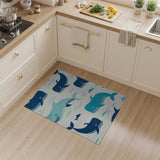 Blue and Teal Playful Whale Ocean Kids Area Rug