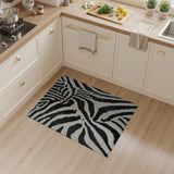 Black and White Black White Zebra Shag Area Rug