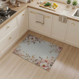 ODIKA Washable Floral Area Rug - Elegant Pink Blossom Low Pile Non-Slip Carpet