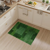 Green Geometric Patchwork Shag Area Rug