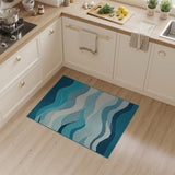 Blue and Teal Teal Ocean Wave Area Rug