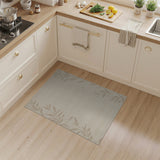 Elegant Beige Leaf Pattern Area Rug