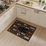 Grim Reaper Halloween Area Rug with Pumpkins Skulls