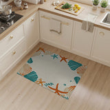 Seashell Starfish Coastal Border Area Rug